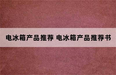 电冰箱产品推荐 电冰箱产品推荐书